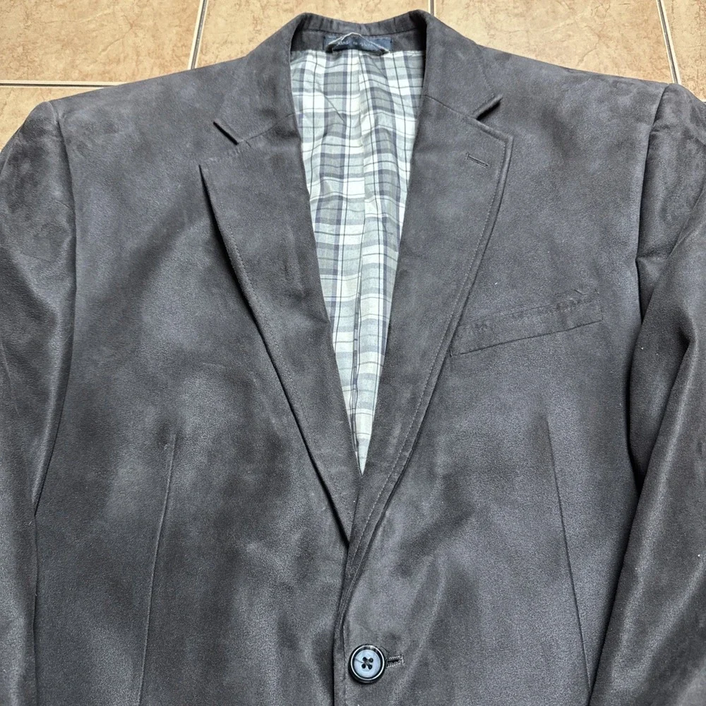 Lauren Ralph Lauren Sport Coat Mens‎ 42R Faux Suede Leather Brown Blazer